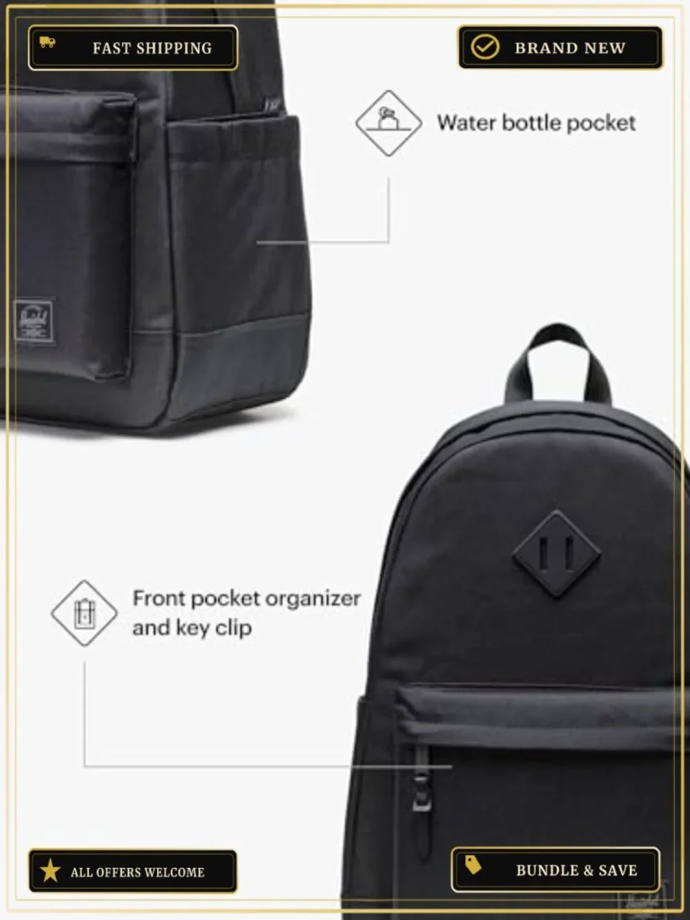 Herschel Heritage Backpack 24L Recycled Polyester Laptop Backpack Travel Hiking